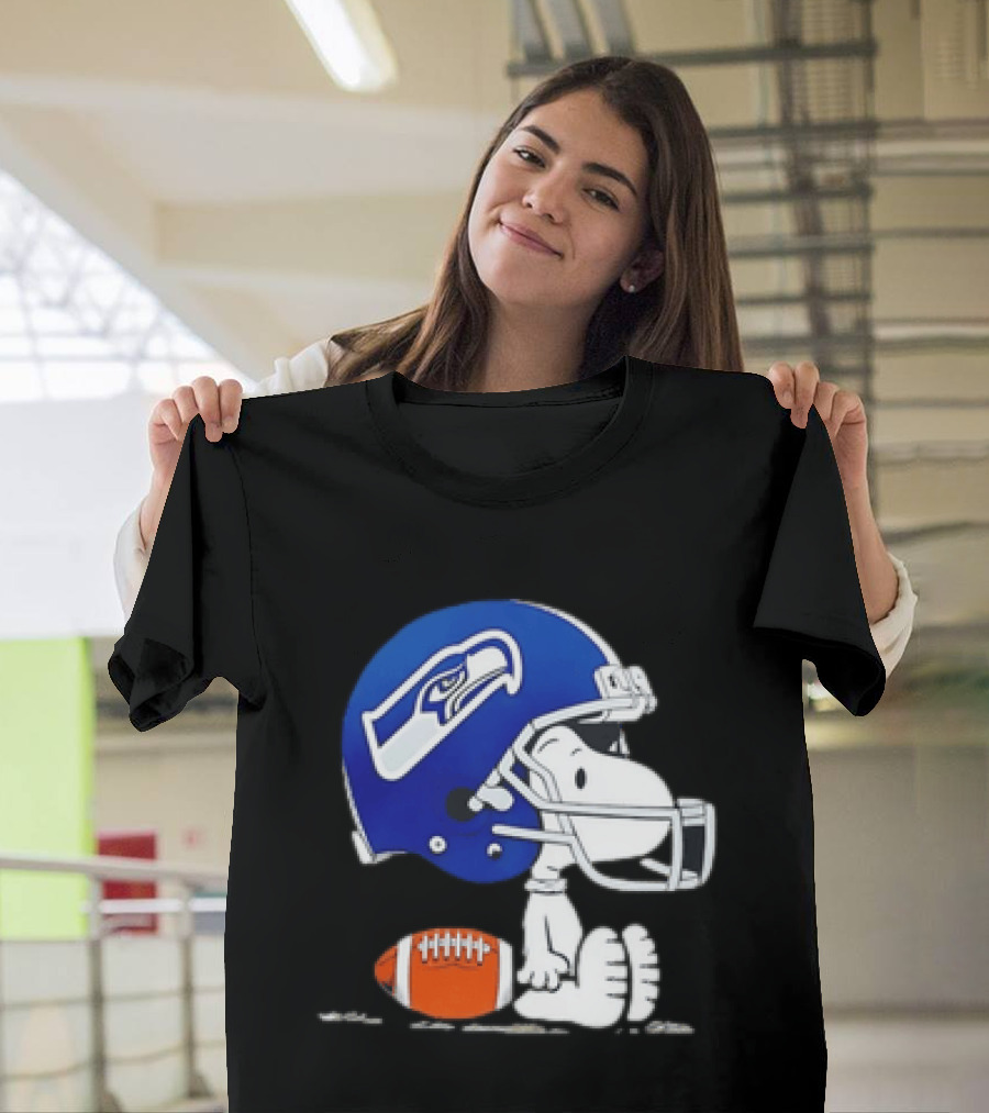 Snoopy Seattle Seahawks Football Helmet Collaboration T-Shirt