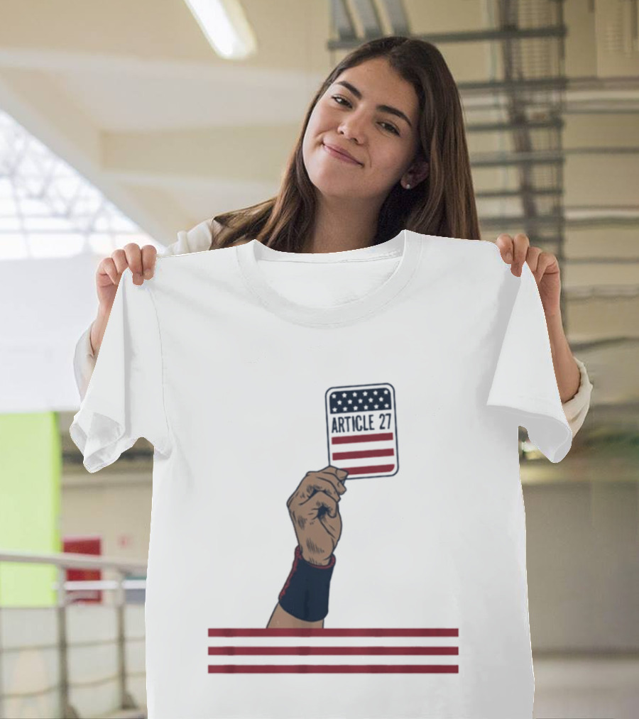 Article 27 USA Hand Constitution American Flag T-Shirt