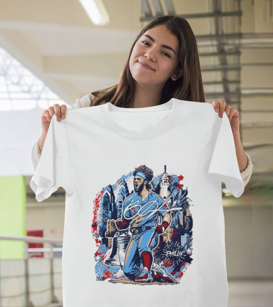 Bryce Harper Philly Skyline Liberty Bell Phillies 2026 All Star Game T-Shirt