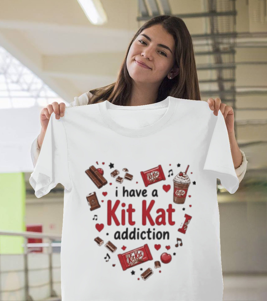 Heartbeat Love For Kit Kat Addiction Chocolate Lovers T-Shirt