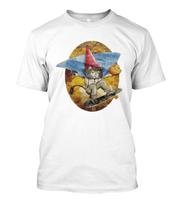 Over The Garden Wall Wirt Cat Skateboarding Halloween Pumpkin T-Shirt