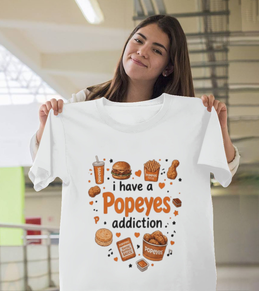 Popeyes Chicken And Biscuits Addiction Heartbeat Lover With Bayou Buffalo Sauce T-Shirt