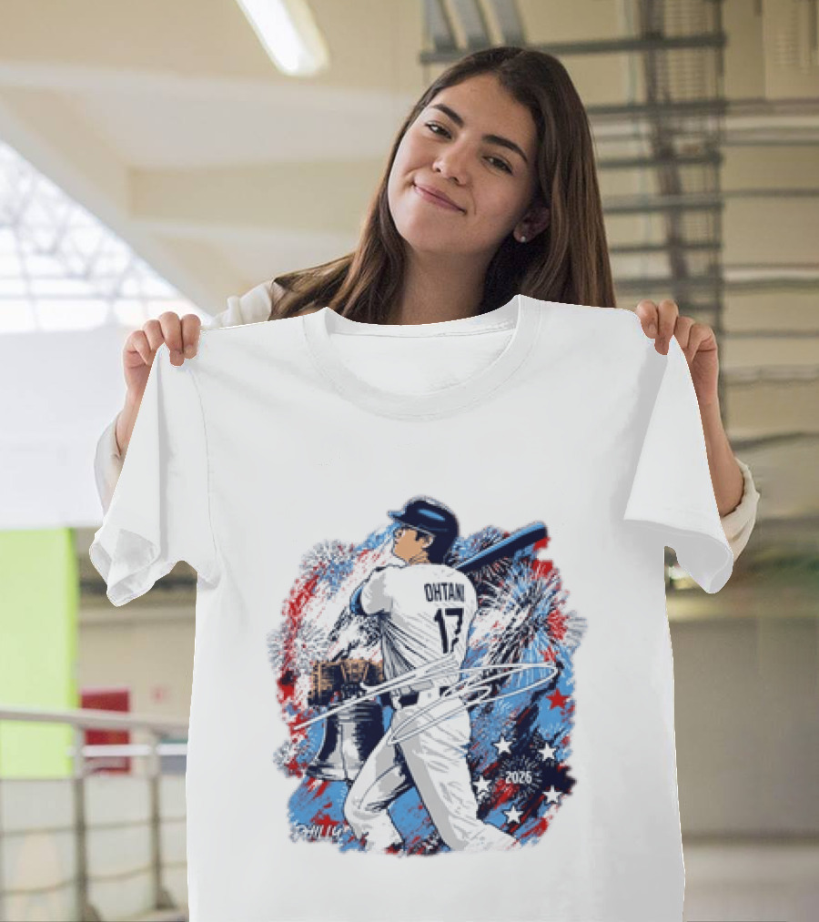 Shohei Ohtani 17 Philadelphia 2026 Liberty Bell Fireworks Stars T-Shirt