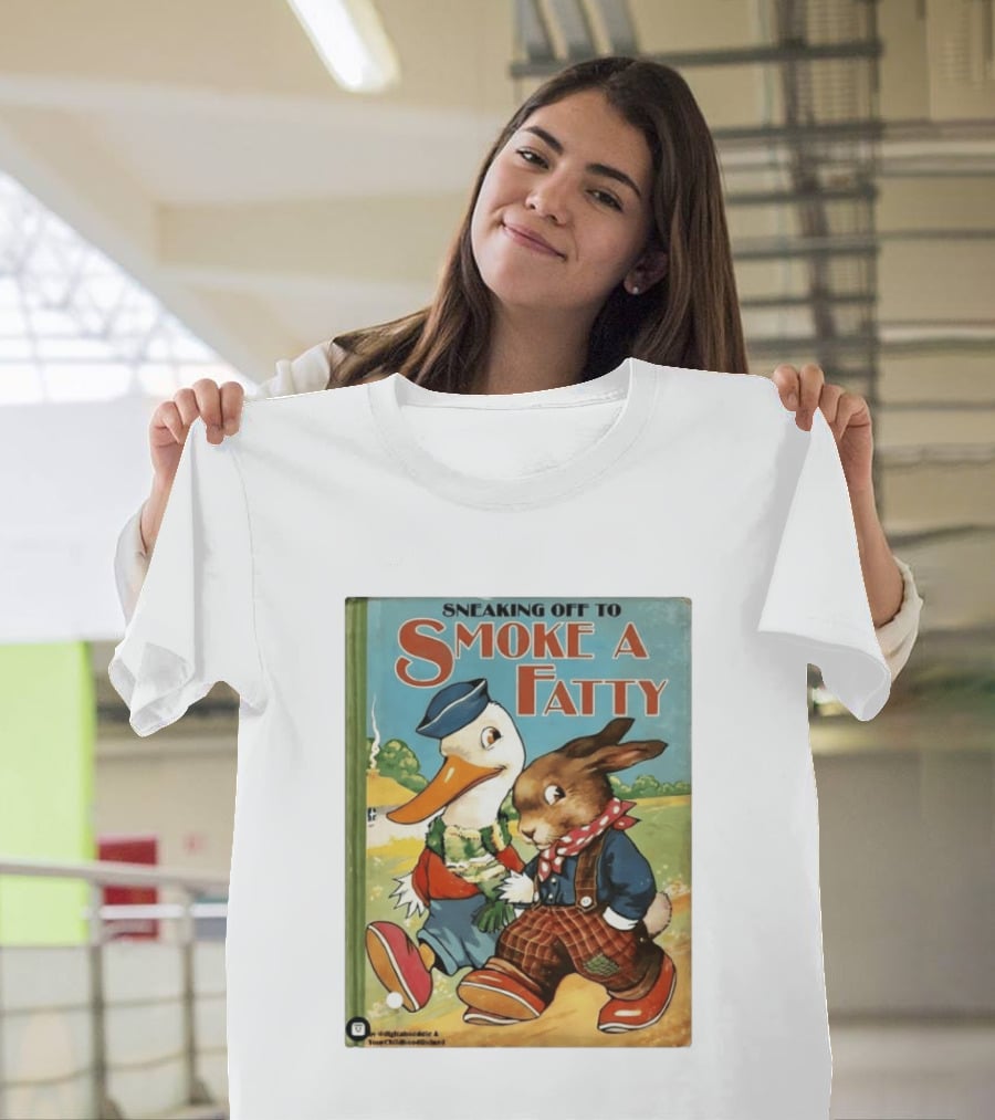 Sneaking Off To Smoke A Fatty Anthropomorphic Duck Rabbit Book Cover T-Shirt