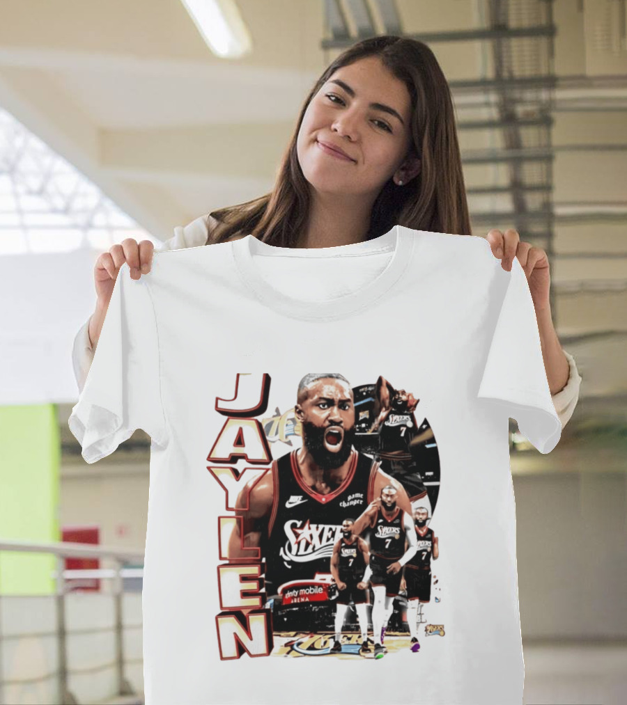 Jaylen Brown Nike 76ers Number 7 Bootleg Collage T-Shirt