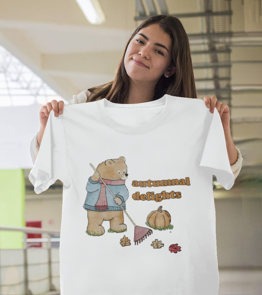 Winnie The Pooh Sorry I'm Busy Yearning For Autumnal Delights Pumpkin And Leaves T-Shirt