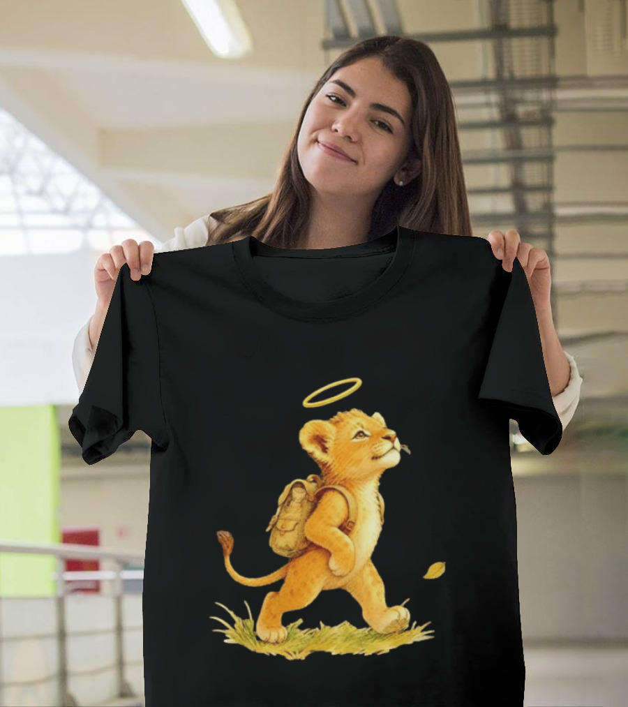 Baby Lion Cub With Halo And Backpack Heading To School T-Shirt