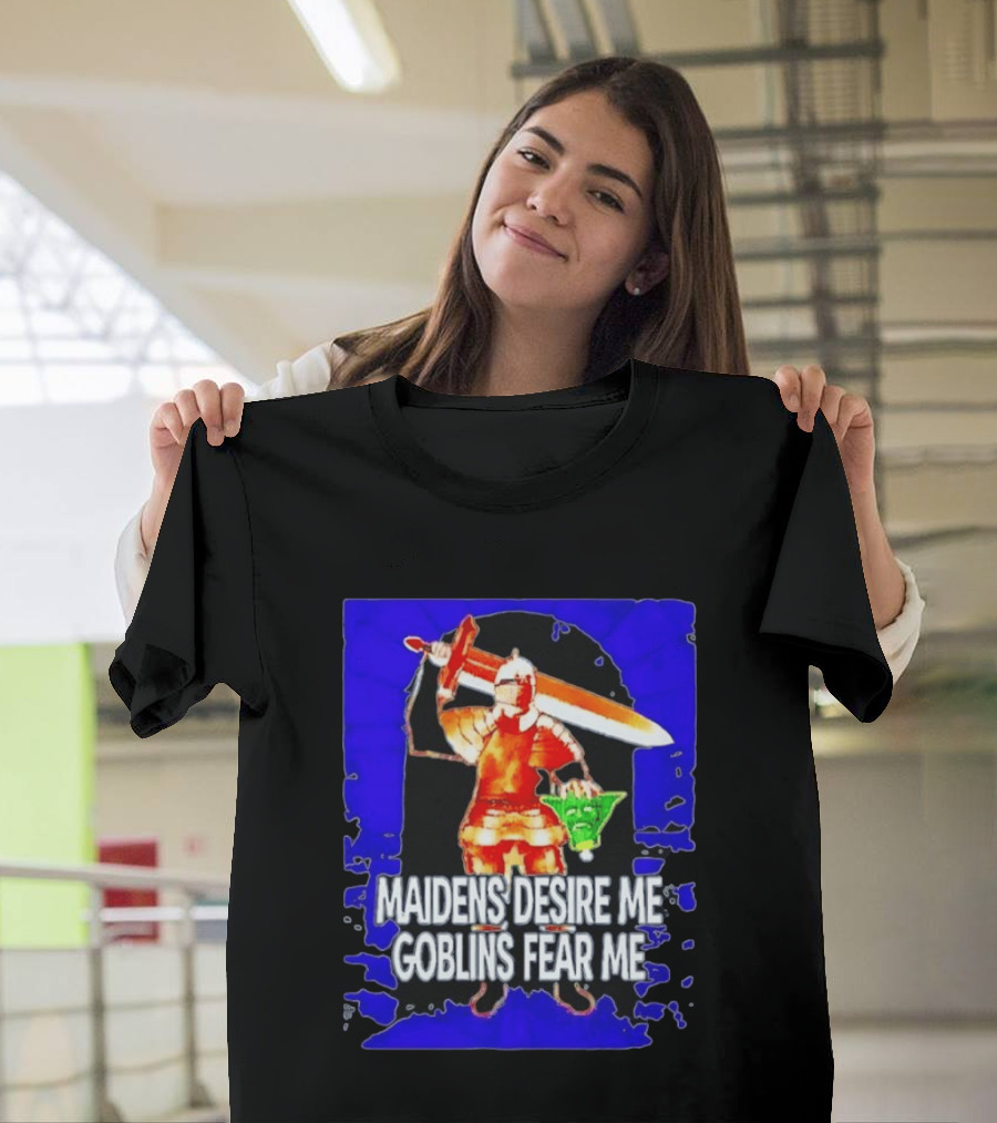 Maidens Desire Me Goblins Fear Me Knight With Yoda Head T-Shirt