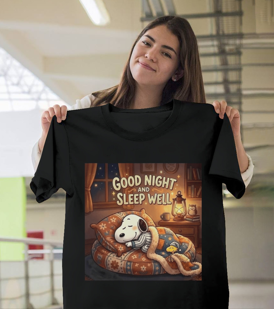 Snoopy And Woodstock Cozy Bedtime Good Night And Sleep Well T-Shirt