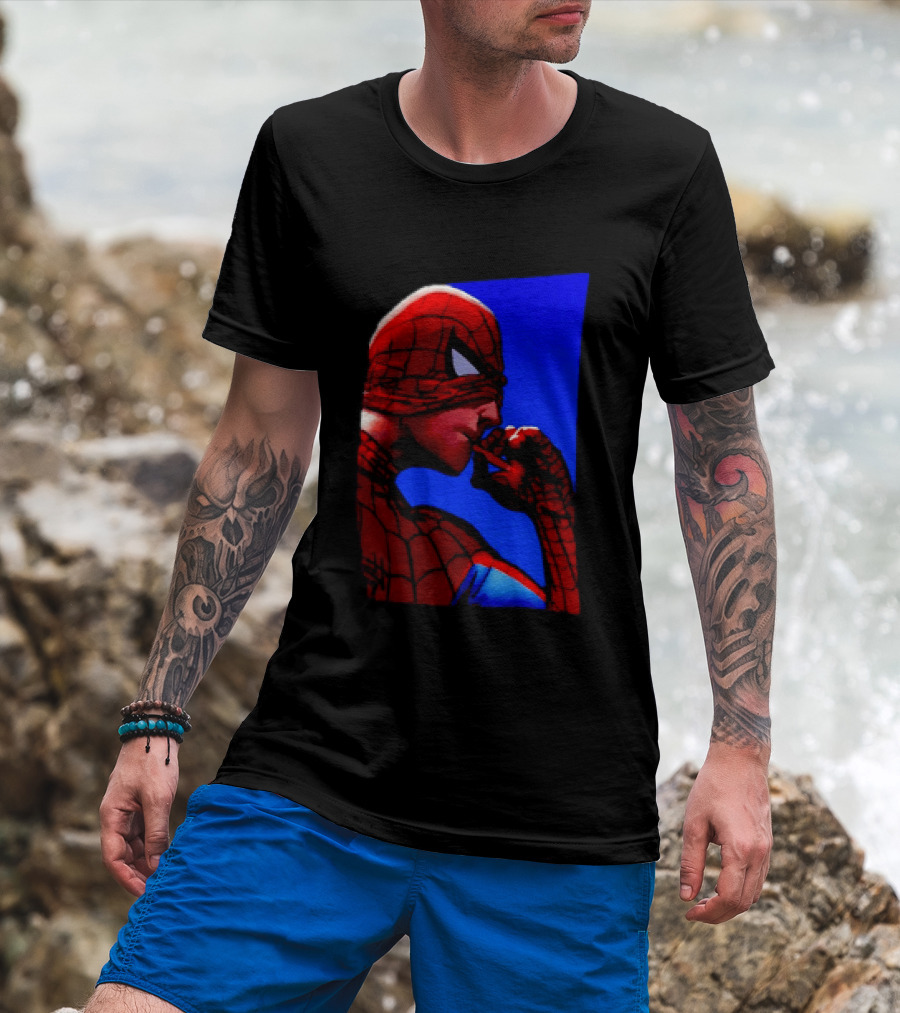 Spider Man Smoking Reaction Meme Awkward Superhero T-Shirt