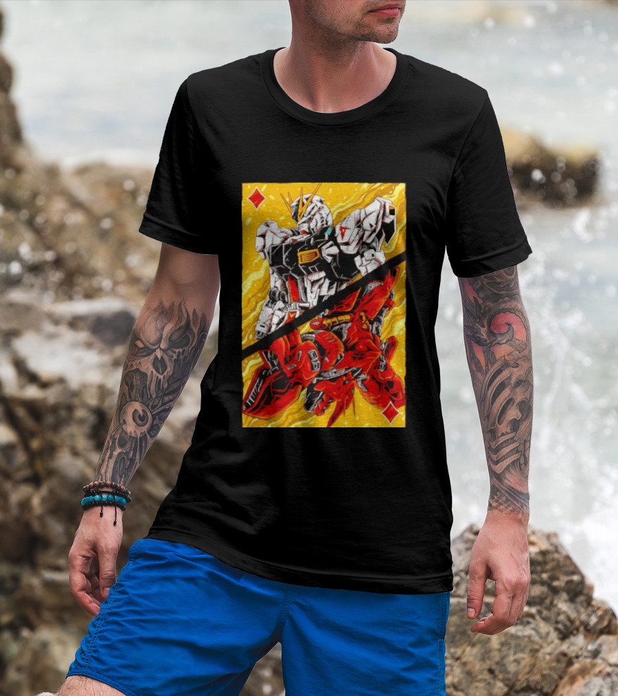 Nu Gundam Sazabi Mobile Suit Gundam Char's Counterattack Playing Card T-Shirt