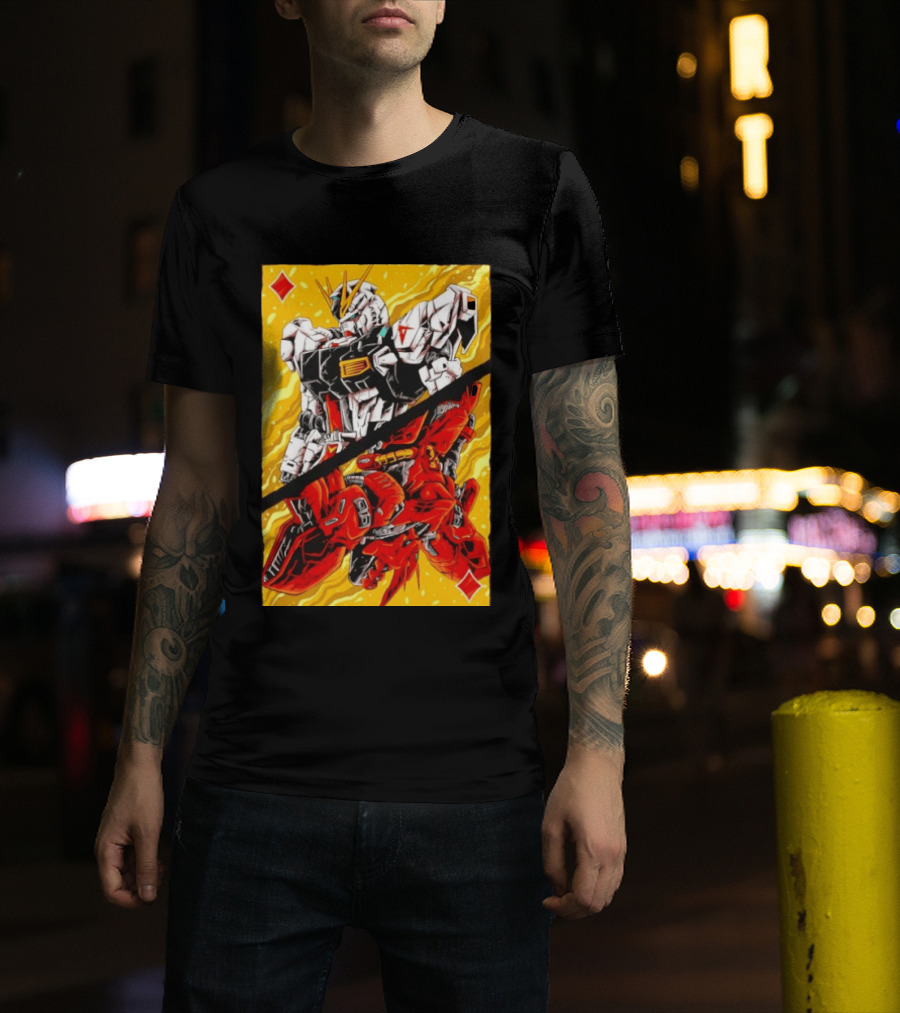 Nu Gundam Sazabi Mobile Suit Gundam Char's Counterattack Playing Card T-Shirt