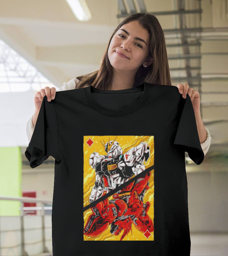 Nu Gundam Sazabi Mobile Suit Gundam Char's Counterattack Playing Card T-Shirt