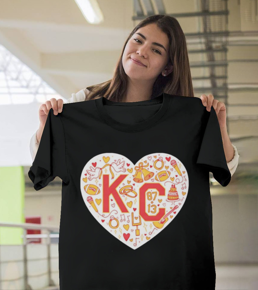 Travis Kelce Taylor KC 87 13 Kansas City Chiefs Football Love Heart T-Shirt
