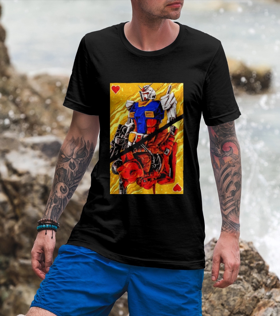 RX 78 2 Gundam Mobile Suit King Of Hearts Playing Card T-Shirt