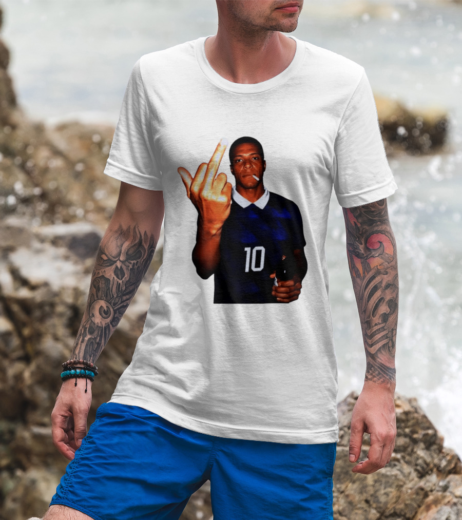 Kylian Mbappe Number 10 Edgy Gesture With Cigarette And Drink T-Shirt