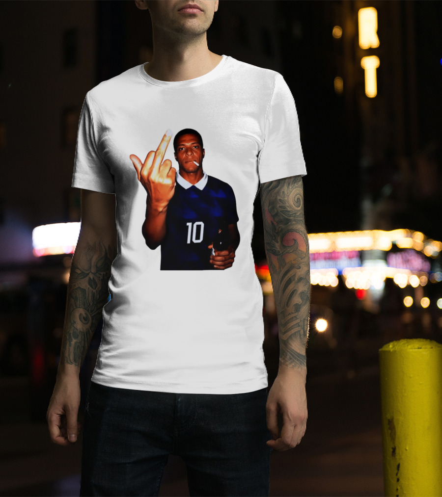 Kylian Mbappe Number 10 Edgy Gesture With Cigarette And Drink T-Shirt