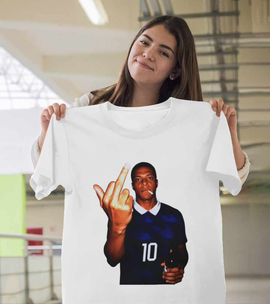 Kylian Mbappe Number 10 Edgy Gesture With Cigarette And Drink T-Shirt