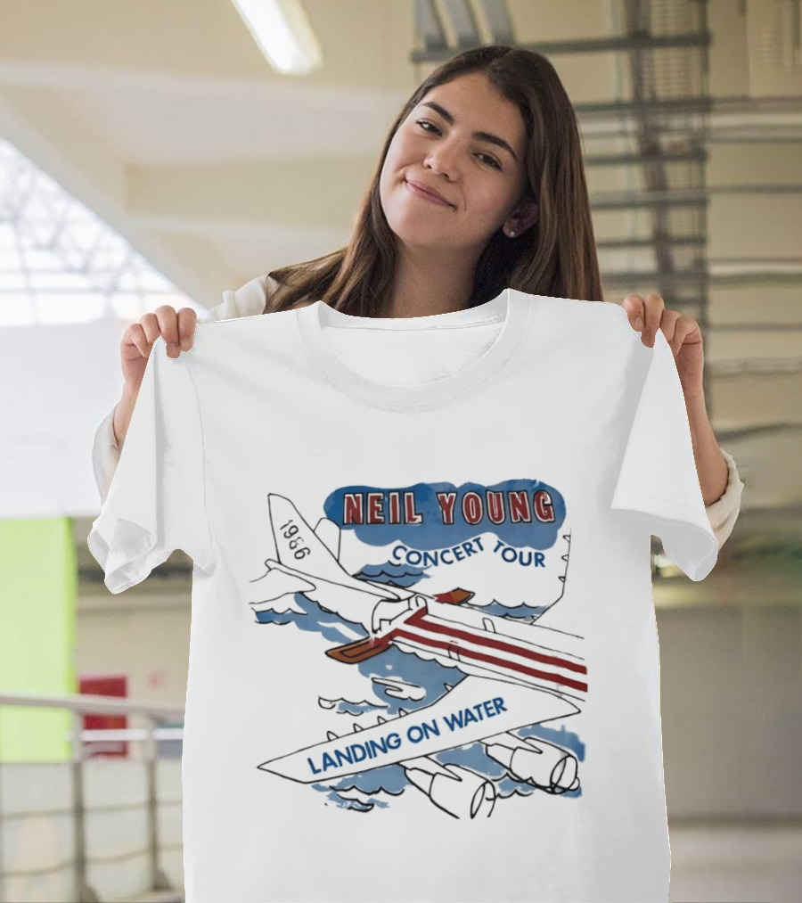 Neil Young 1986 Concert Tour Landing On Water T-Shirt