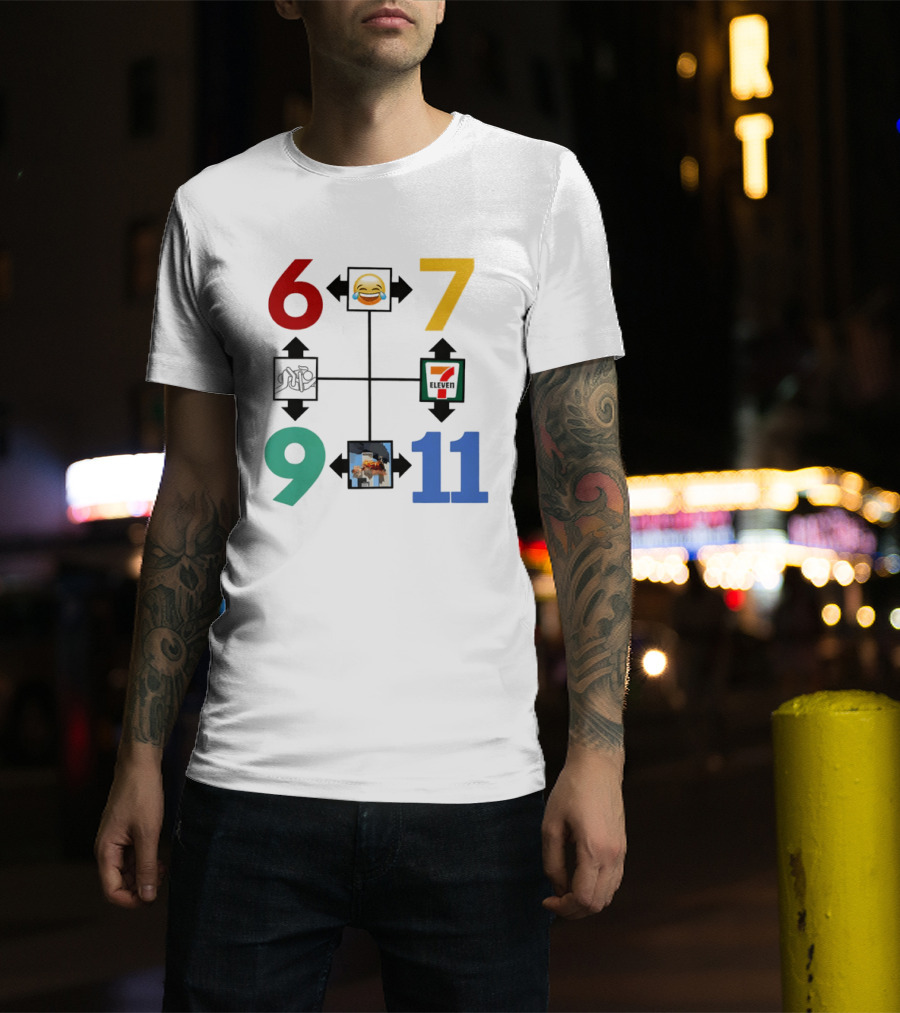 Six Seven 6 7 9 11 Emoji Wojak Meme Diagram Edgy Dark Humor T-Shirt