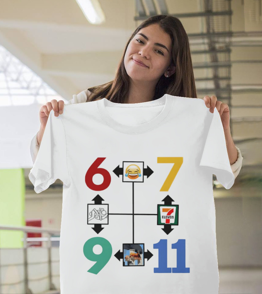 Six Seven 6 7 9 11 Emoji Wojak Meme Diagram Edgy Dark Humor T-Shirt