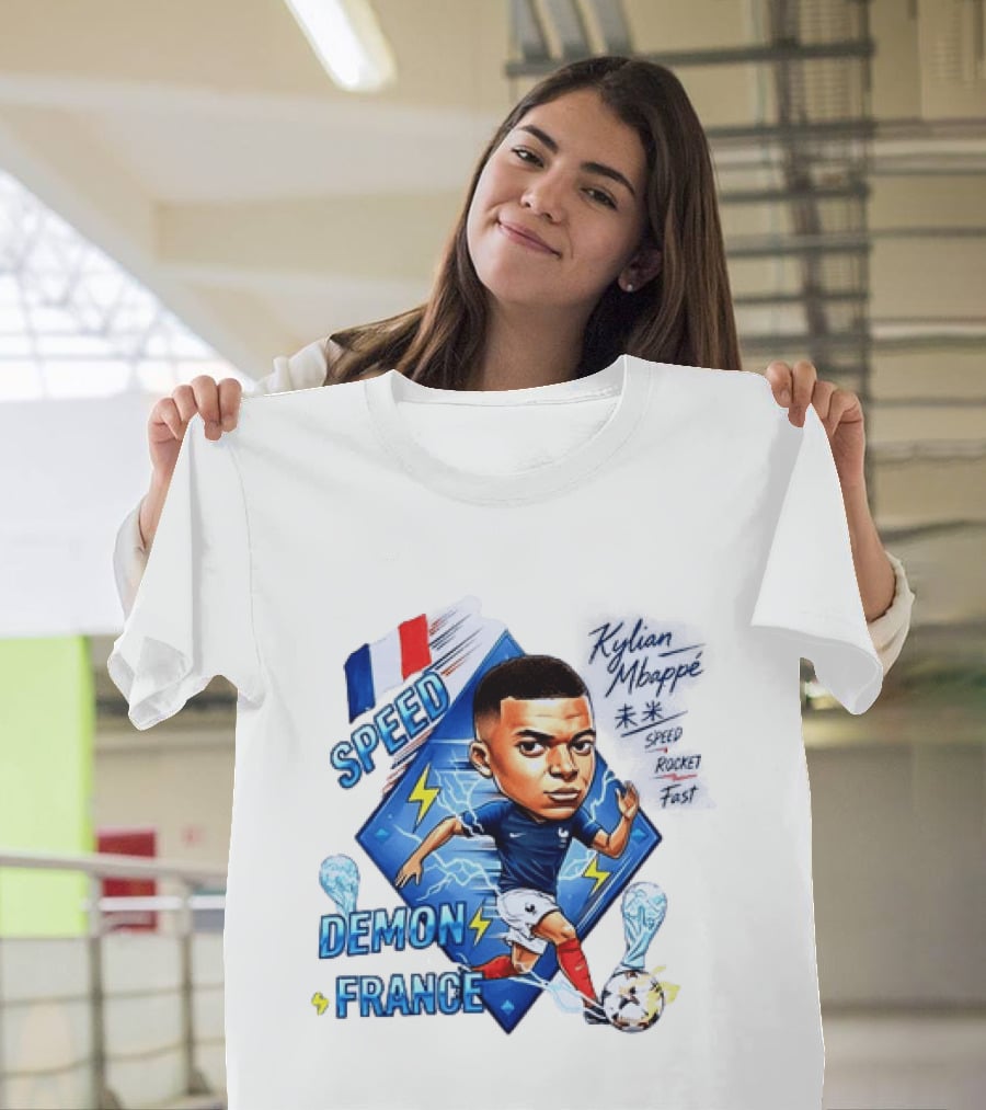 Kylian Mbappe Speed Demon France Future Rocket Fast Lightning Soccer Hero T-Shirt