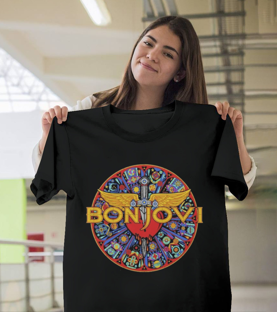 Bon Jovi Heart Dagger Stained Glass Art 2026 Tour T-Shirt