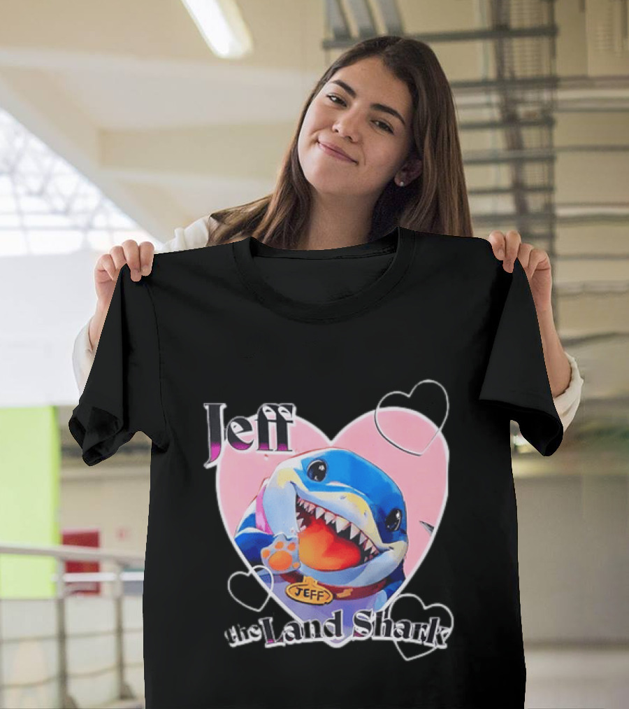 Jeff The Land Shark Heart Pink Love Hearts T-Shirt
