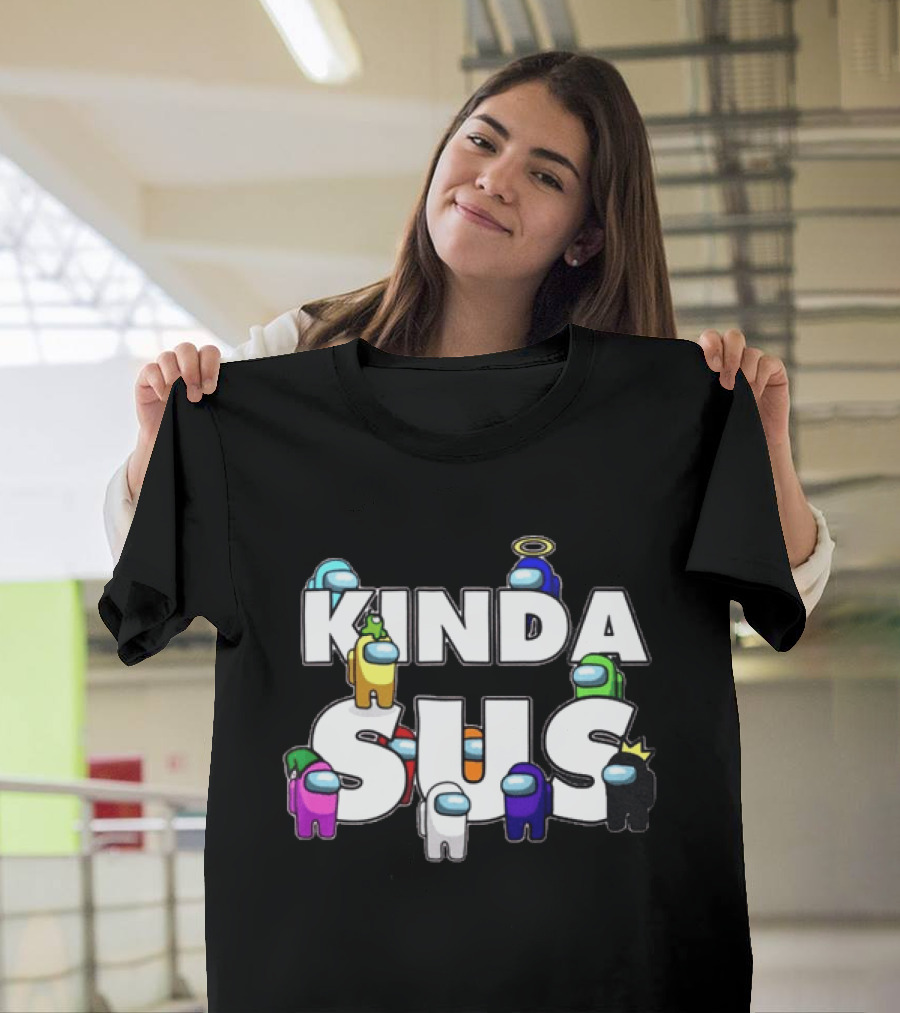 Kinda Sus Among Us Crewmates Halo Crown Funny Game Reference T-Shirt