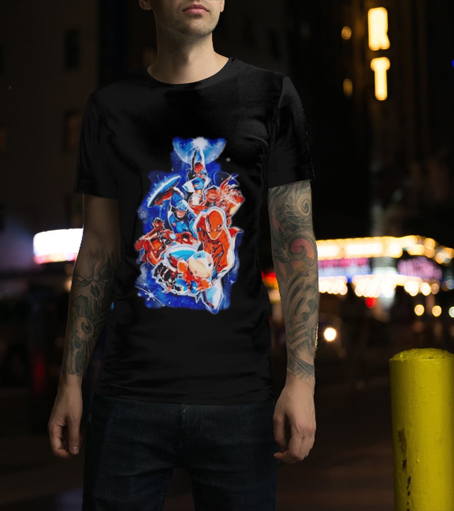 Marvel Captain America Spider Man Doctor Strange Avengers Team Mashup T-Shirt