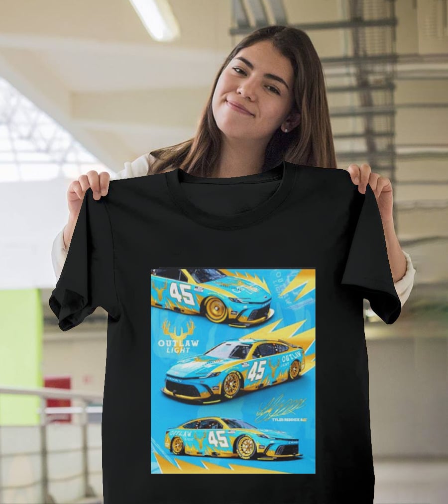 Tyler Reddick 45 Outlaw Light NASCAR Cup Series Toyota Camry Racing Car T-Shirt