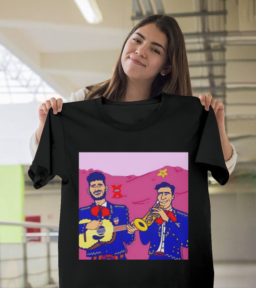 USA Mariachi Musicians Mexican Culture Guitar Trumpet Stars Mountains T-Shirt