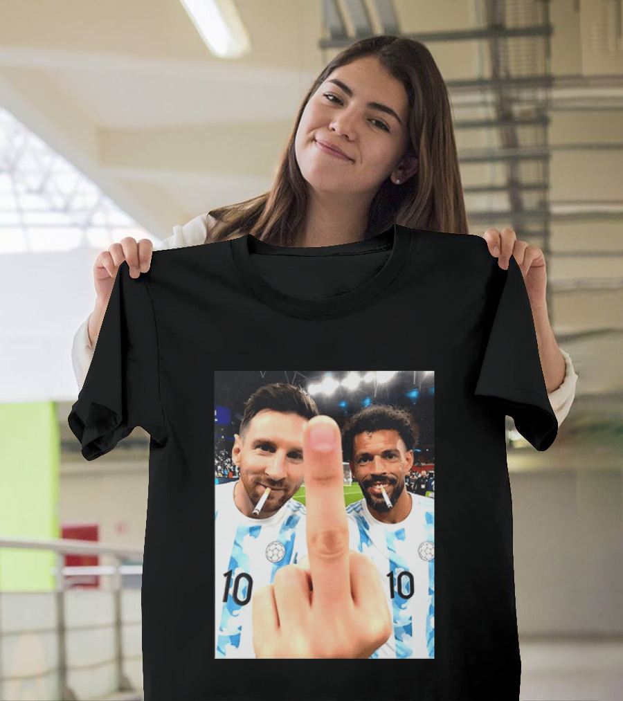 Messi Argentina Vozinha Cape Verde Middle Finger Gesture Football Smokers T-Shirt