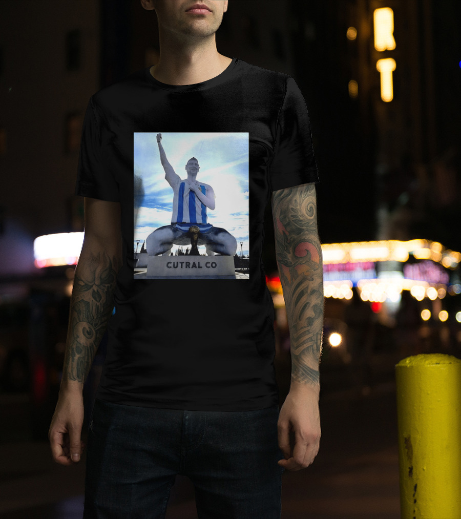Messi Argentina Sculpture Cutral Co Legendary Statue Victory Celebration T-Shirt