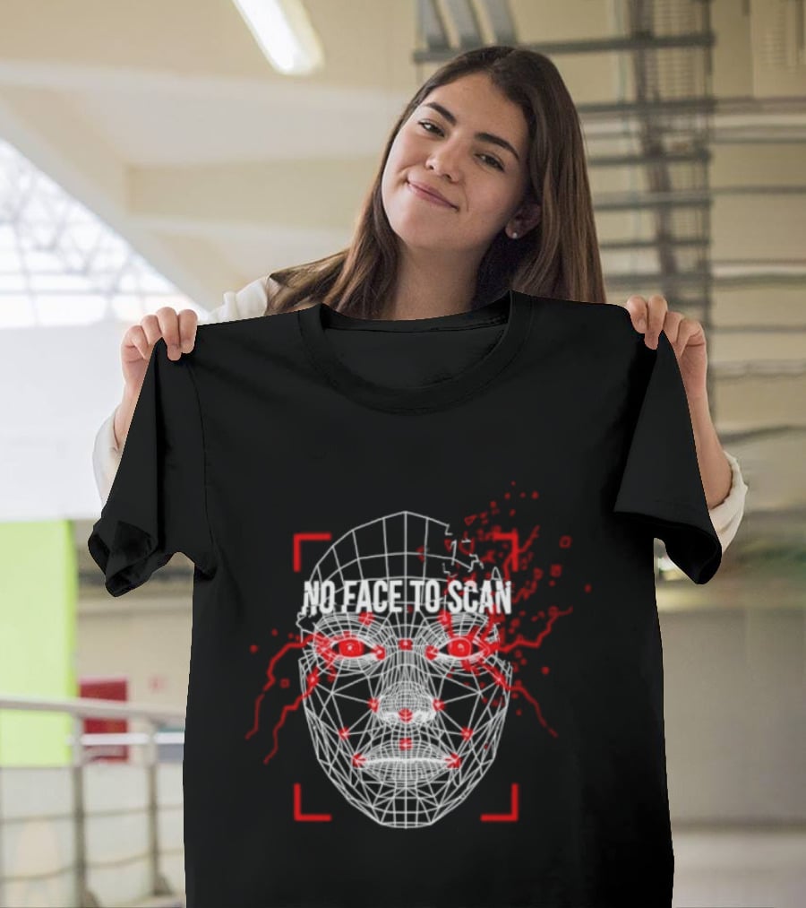 No Face To Scan Anti Surveillance 2026 Grid With Red Marks And Dots T-Shirt