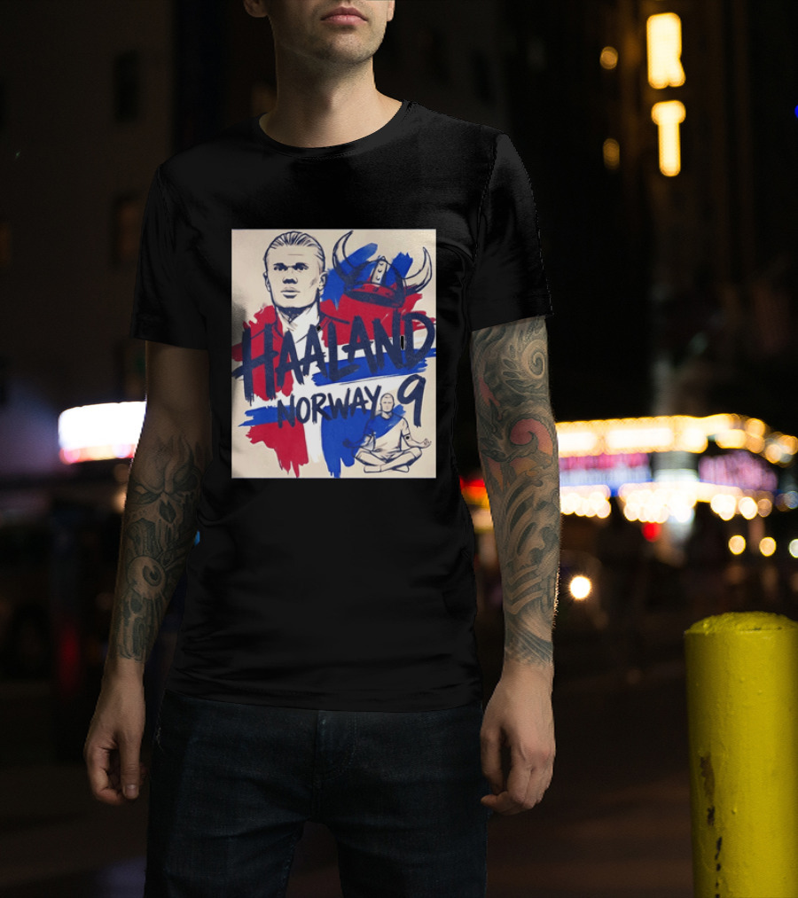 Norway Haaland Number 9 Viking Helmet Football T-Shirt