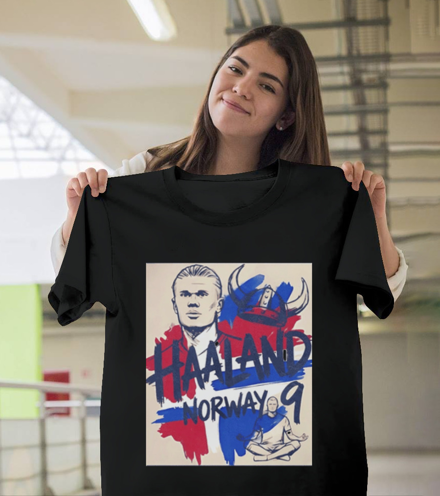 Norway Haaland Number 9 Viking Helmet Football T-Shirt