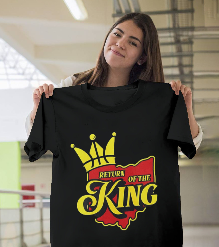 Return Of The King LeBron James Cleveland Cavaliers Basketball Crown Ohio Map T-Shirt