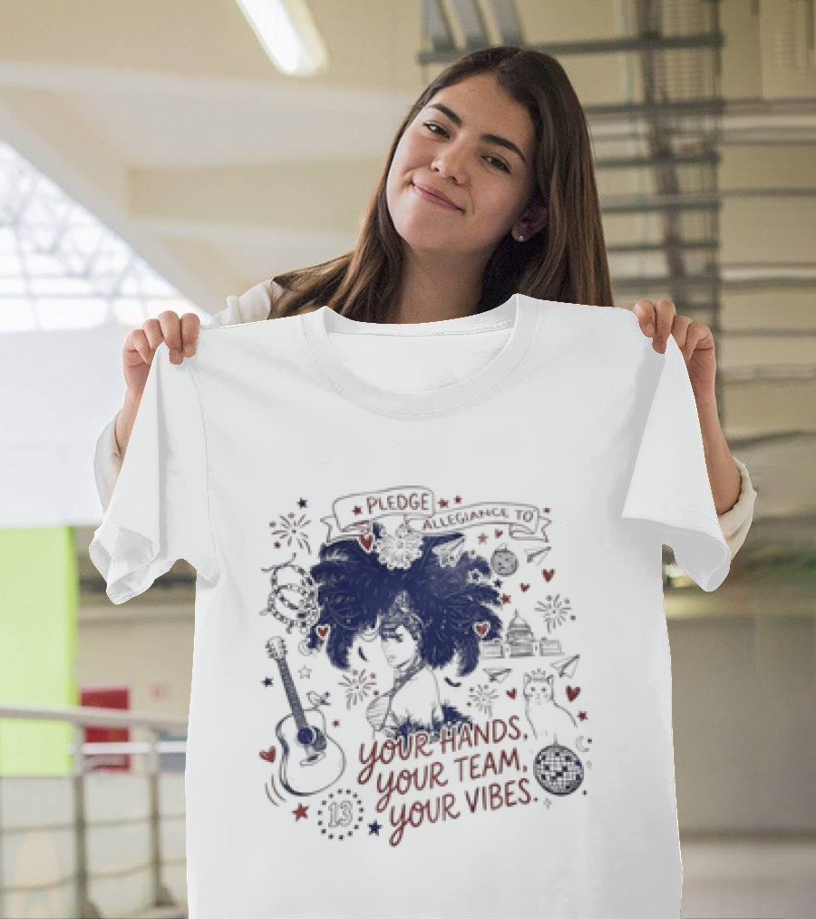 Pledge Allegiance To Your Hands Your Team Your Vibes Music Peace Love Decor T-Shirt