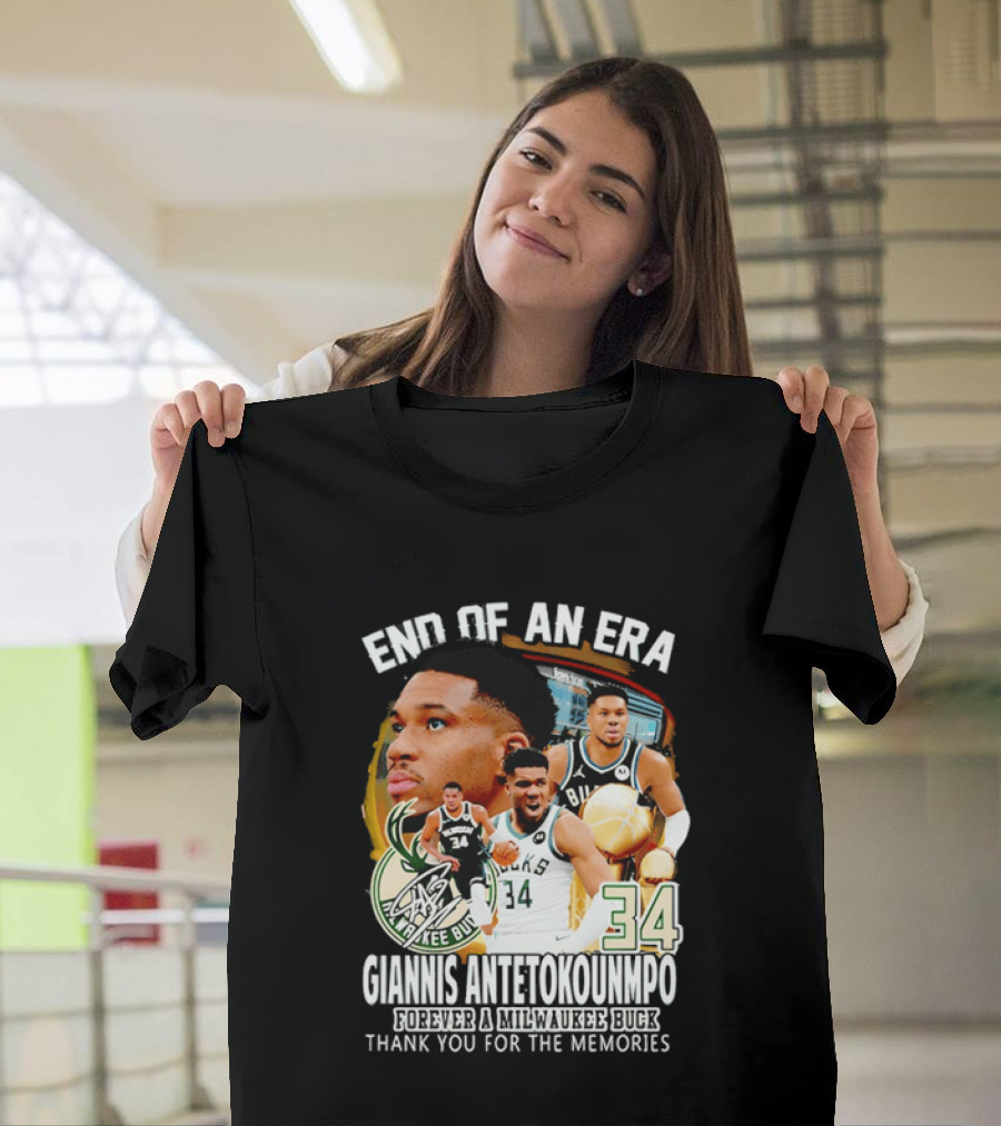 End Of An Era Giannis Antetokounmpo Milwaukee Bucks Thank You For The Memories T-Shirt