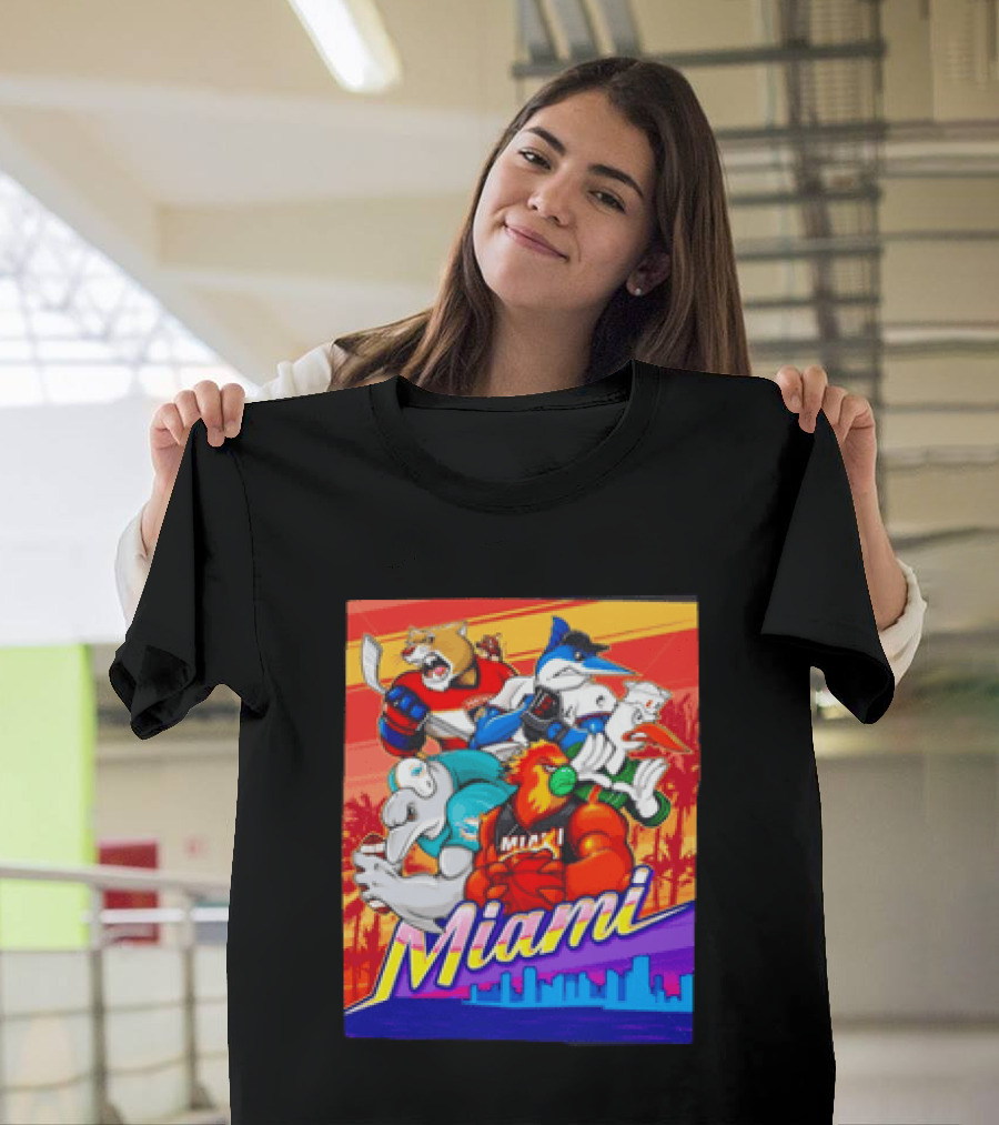 Miami Sports City Team Mascots Collage T-Shirt