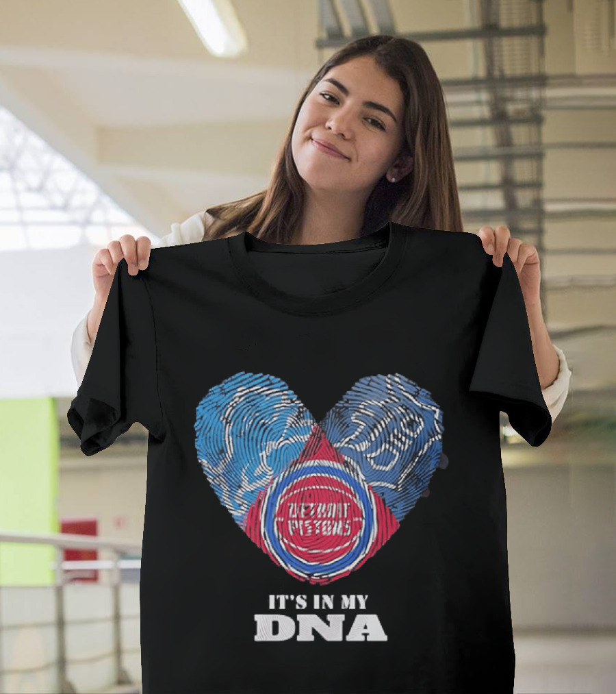 It's In My DNA Detroit Pistons Fingerprint Heart T-Shirt