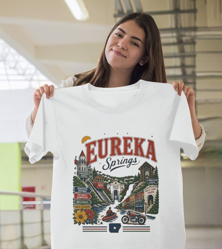 Eureka Springs Crescent Hotel Thorncrown Chapel Victorian Downtown Onyx Cave Basin Park Great Outdoors Art Music T-Shirt