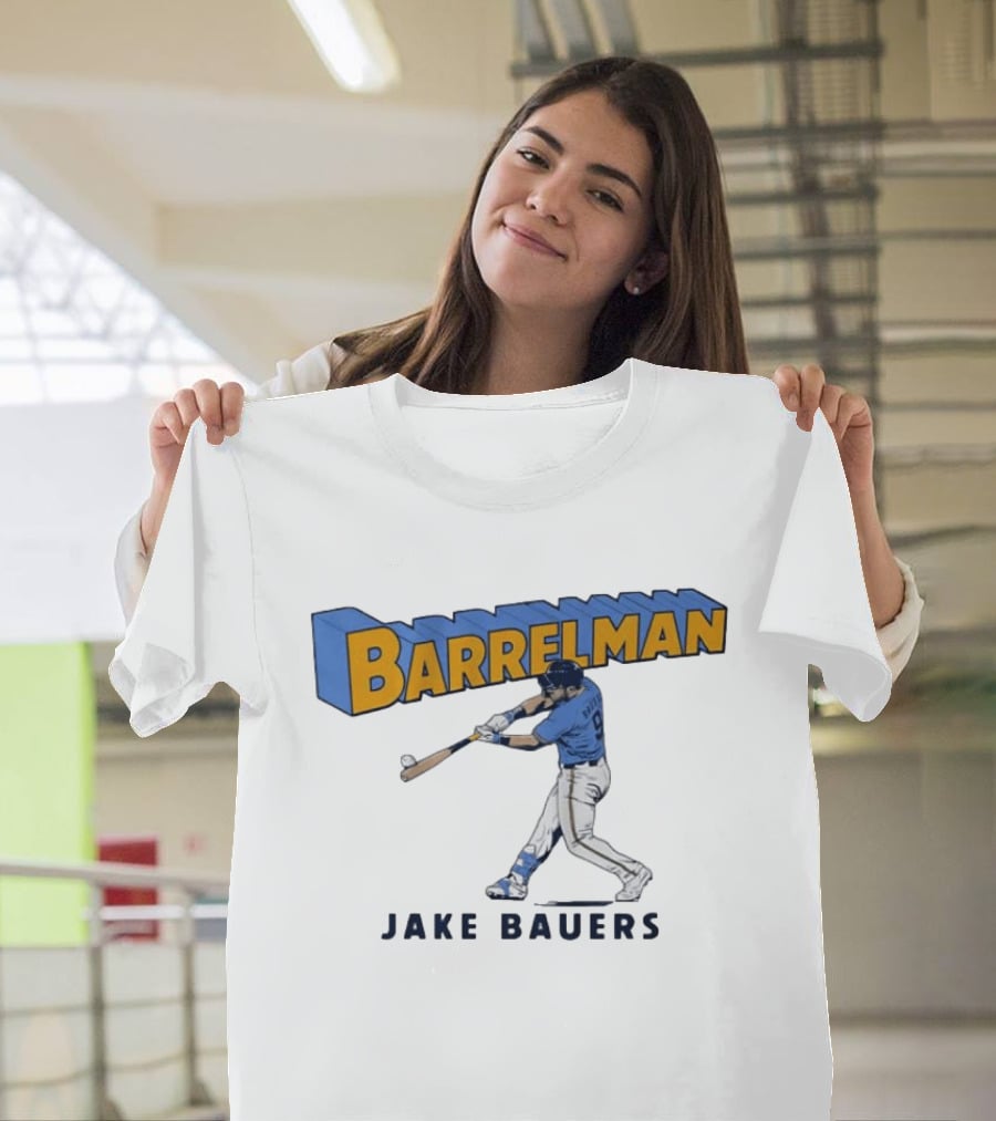 Milwaukee Brewers Barrelman Jake Bauers Swinging Bat T-Shirt