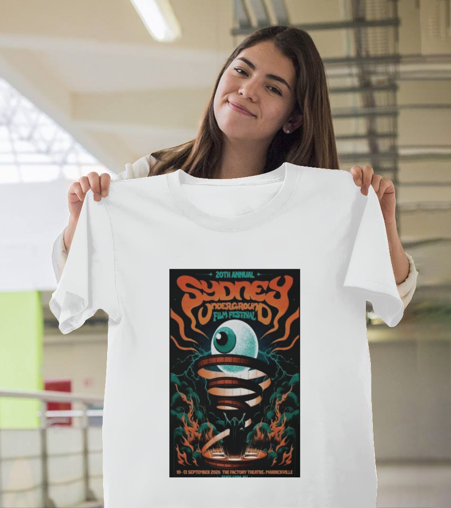 20th Annual Sydney Underground Film Festival Sept 10 13 2026 The Factory Theatre Marrickville Vintage Eye Spiral T-Shirt