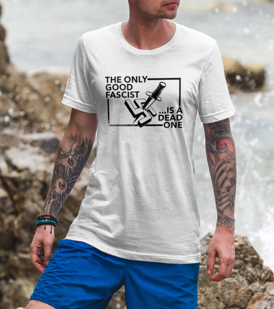 The Only Good Fascist Is A Dead One Knife Through Swastika T-Shirt