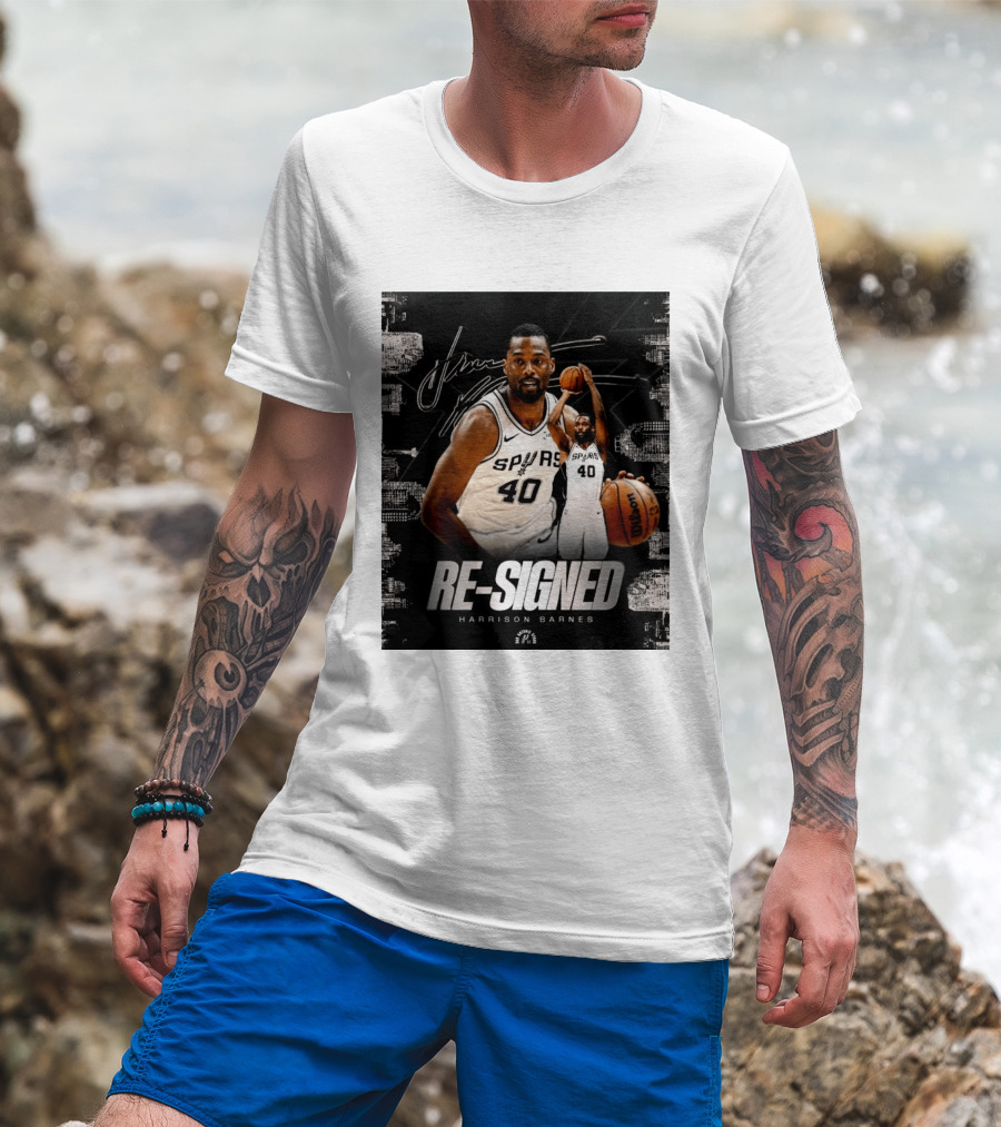 Re Signed Harrison Barnes Spurs 40 Basketball Return T-Shirt