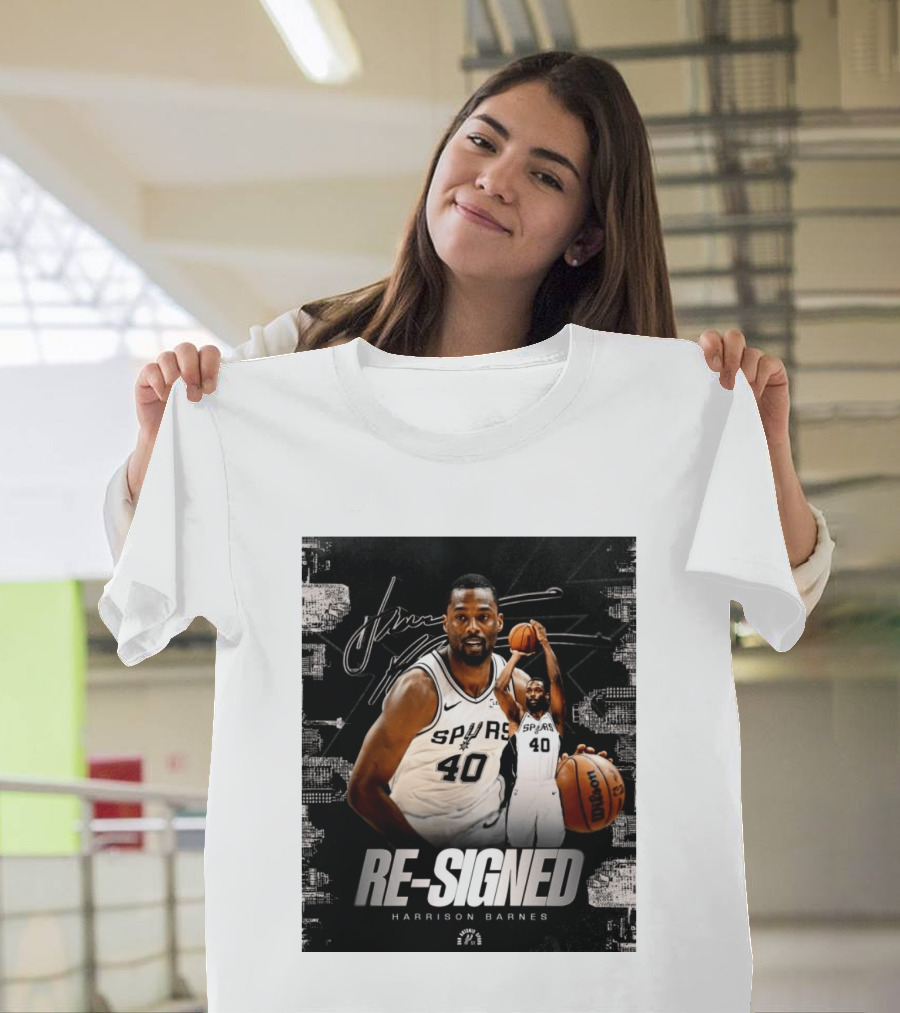 Re Signed Harrison Barnes Spurs 40 Basketball Return T-Shirt