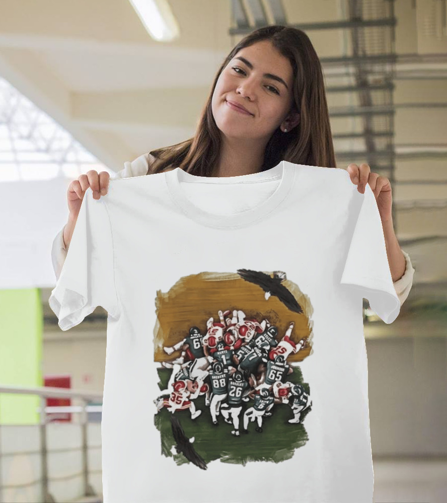 Philadelphia Eagles Tush Push Football Play Action With Team Players And Opponents T-Shirt