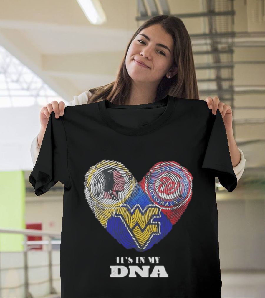 It Is In My DNA West Virginia Mountaineers Washington Commanders Logos Fingerprint T-Shirt